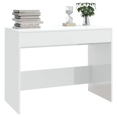 vidaXL Schreibtisch Hochglanz-Weiß 101x50x76,5 cm Holzwerkstoff
