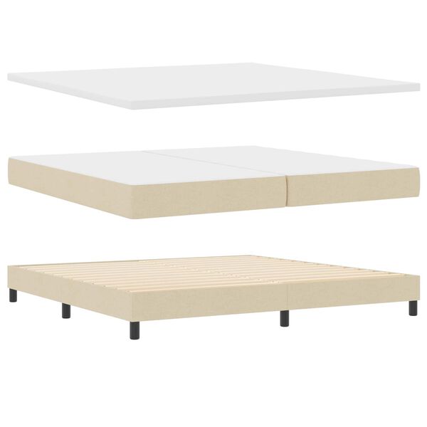 vidaXL Boxspringbett mit Matratze Creme 200 x 200 cm Stoff