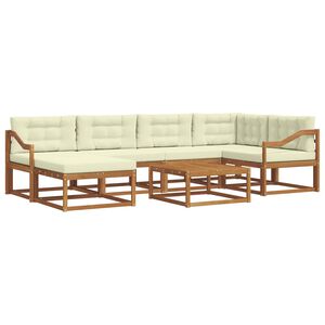 vidaXL Outdoor-Sofagarnitur mit Kissen 7 pcs Natur und Creme