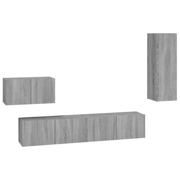 vidaXL 4-tlg. TV-Schrank-Set Grau Sonoma Holzwerkstoff