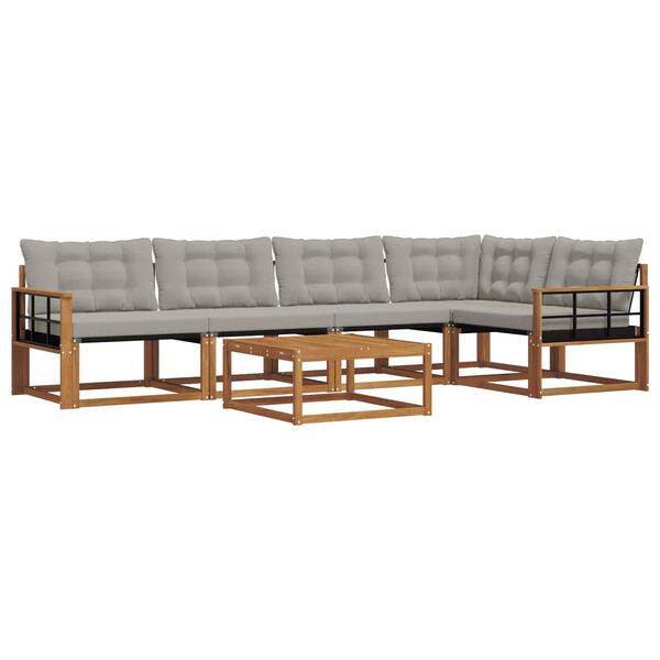 vidaXL Outdoor-Sofagarnitur mit Kissen 6 pcs Nat&uuml;rlich und Hellgrau