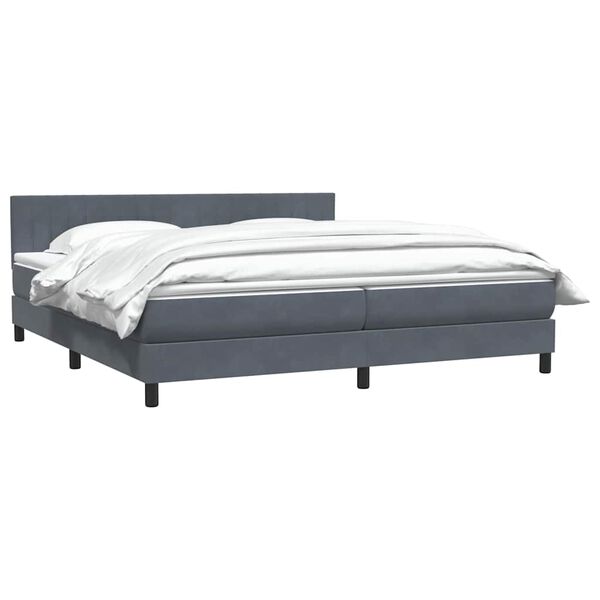 vidaXL Boxspringbett mit Matratze Dunkelgrau 180x210 cm Samt