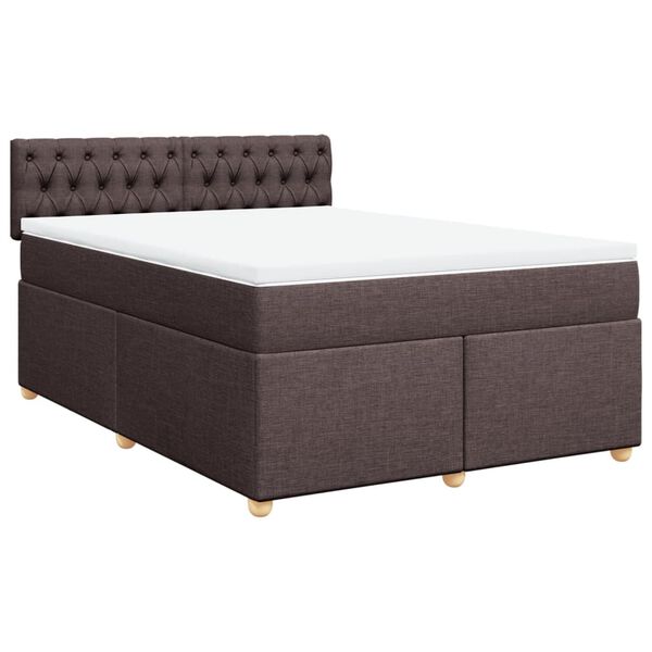 vidaXL Boxspringbett mit Matratze Dunkelbraun 140x190 cm Stoff