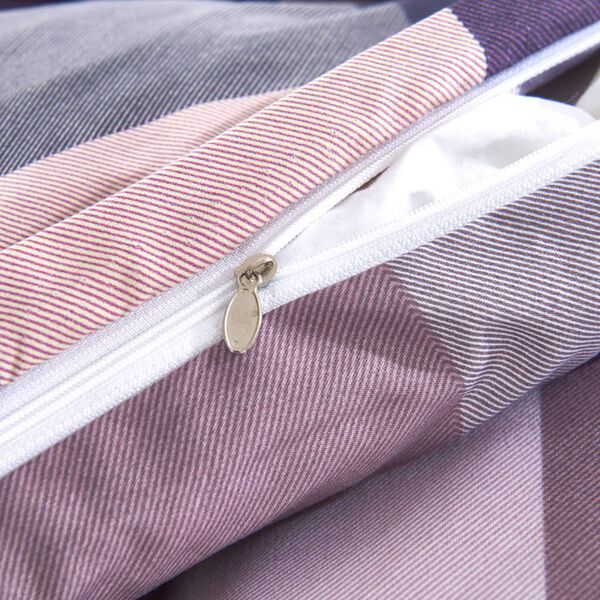 vidaXL Bettw&auml;sche-Set Lila Kariert 155&times;220/80&times;80 cm