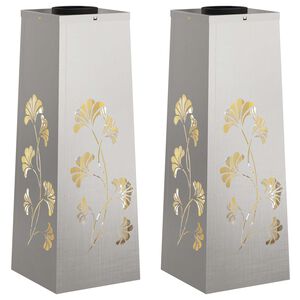 vidaXL Solar LED Weg Licht 2 pcs Silber Edelstahl