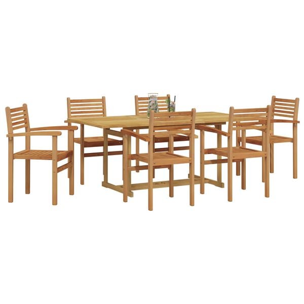 vidaXL Garten Essgruppe 7 pcs Braun Massivholz Teak