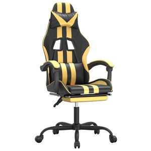 vidaXL Gaming-Stuhl mit Fu&szlig;st&uuml;tze Drehbar Schwarz & Golden Kunstleder