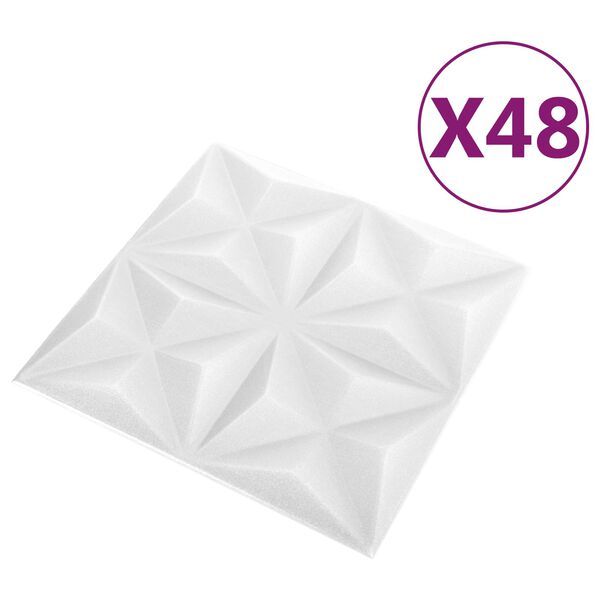vidaXL Wandpaneele 48 pcs Origami Wei&szlig; 50 x 50 cm XPS Schaum
