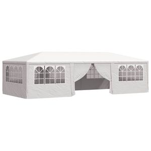 vidaXL Profi-Partyzelt mit Seitenw&auml;nden 4&times;9 m Wei&szlig; 90 g/m&sup2;