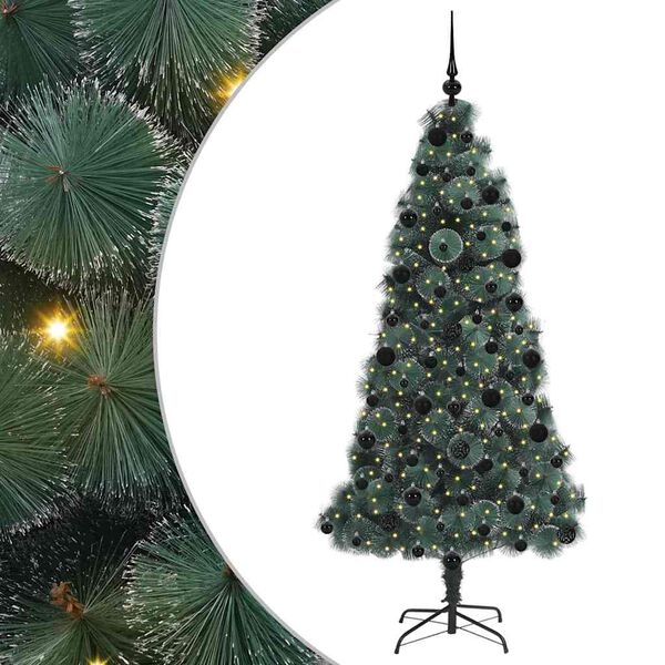 vidaXL K&uuml;nstlicher vorbeleuchteter Weihnachtsbaum mit Kugelset 210 cm