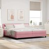 vidaXL LED Boxspringbett mit Matratze mit LED Rosa 200 x 200 cm Samt