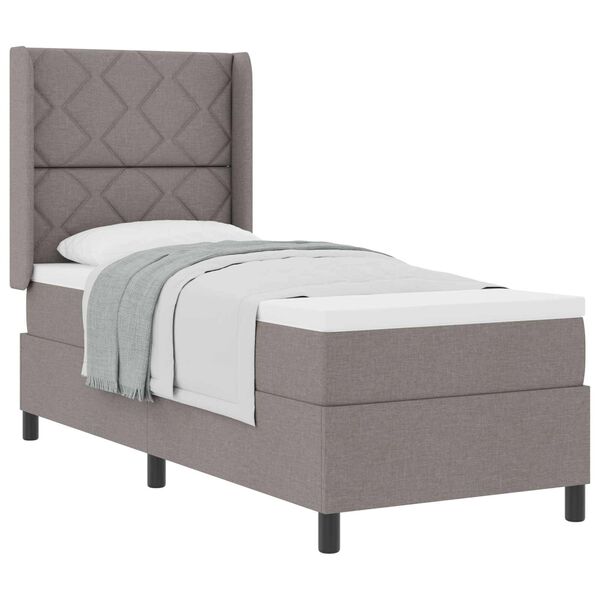 vidaXL Boxspringbett mit Matratze mit Kopfteil Taupe 200 x 80 cm Stoff