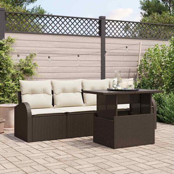 vidaXL Gartensofa-set mit Kissen 5 pcs Braun Poly-Rattan