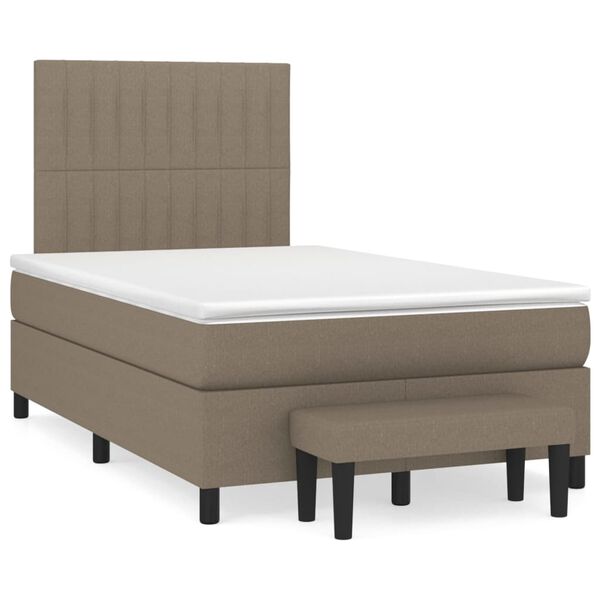 vidaXL Boxspringbett mit Matratze Taupe 120x200 cm Stoff