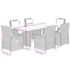 vidaXL 7-tlg. Garten-Essgruppe mit Kissen Grau Poly Rattan