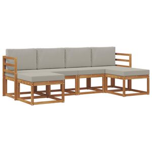 vidaXL Outdoor-Sofagarnitur mit Kissen 6 pcs Nat&uuml;rlich und Hellgrau