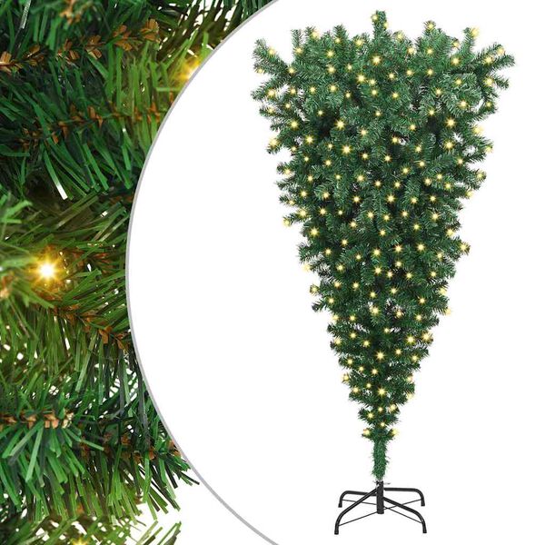 vidaXL Umgedrehter k&uuml;nstlicher vorbeleuchteter Weihnachtsbaum 180 cm