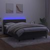 vidaXL Boxspringbett mit Matratze & LED Dunkelgrau 140x200 cm Samt