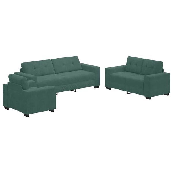 vidaXL Sofa 3 pcs Dunkelgrün Leinenmischgewebe