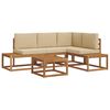 vidaXL Outdoor-Sofagarnitur mit Kissen 5 St&uuml;ck Natur und Beige