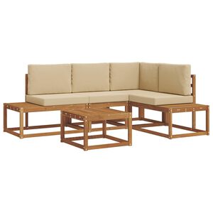 vidaXL 5 stk. Outdoor-Sofagarnitur Massives Akazienholz und Polyester