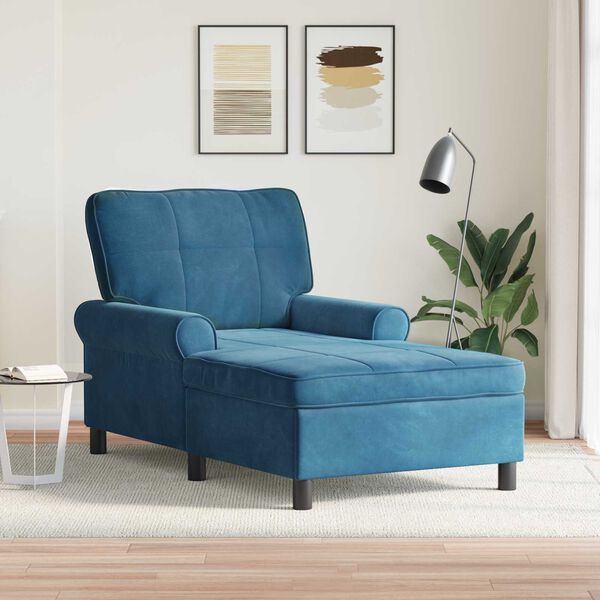 vidaXL Lounge-Liege mit Kissen Blau 91 x 157 x 91 cm Samt