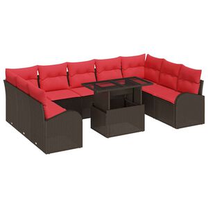vidaXL Gartensofa-set mit Speicher mit Kissen 10 pcs Braun Poly-Rattan