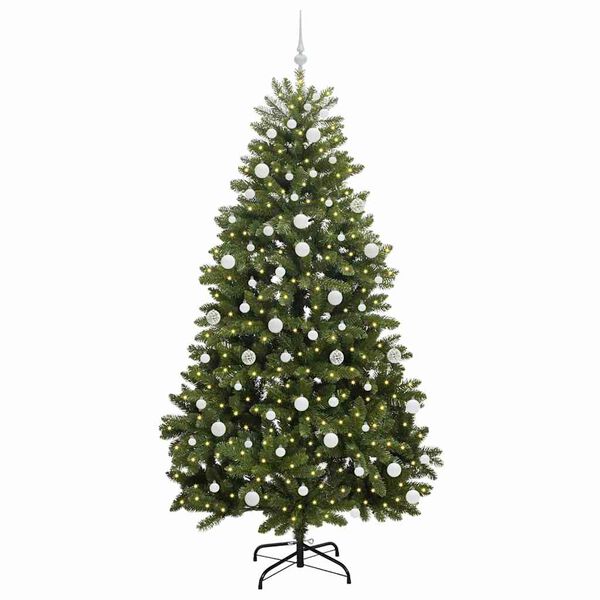 vidaXL K&uuml;nstlicher Weihnachtsbaum Gr&uuml;n 210 cm PVC und Metall