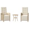 vidaXL 3-tlg. Bistro-Set mit Kissen Beige Poly Rattan