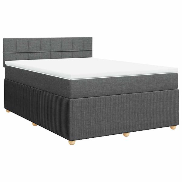 vidaXL Boxspringbett mit Matratze Dunkelgrau 140x190 cm Stoff