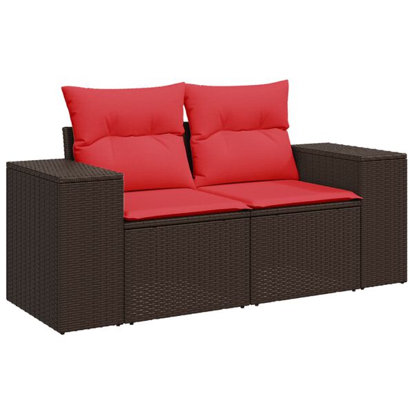 vidaXL 6-teiliges Gartensofa-Set mit Kissen, braun, Polyrattan
