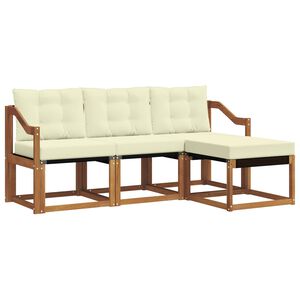 vidaXL Outdoor-Sofagarnitur mit Kissen 4 pcs Natur und Creme