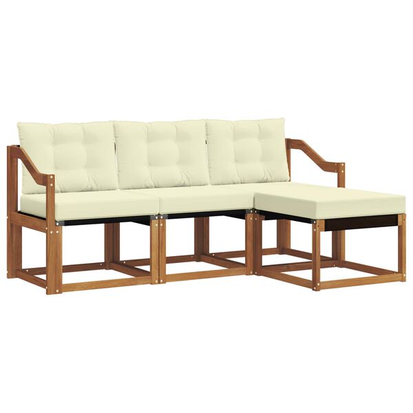 vidaXL Outdoor-Sofagarnitur mit Kissen 4 pcs Natur und Creme