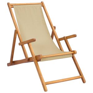vidaXL Liegestuhl Beige Massivholz Teak