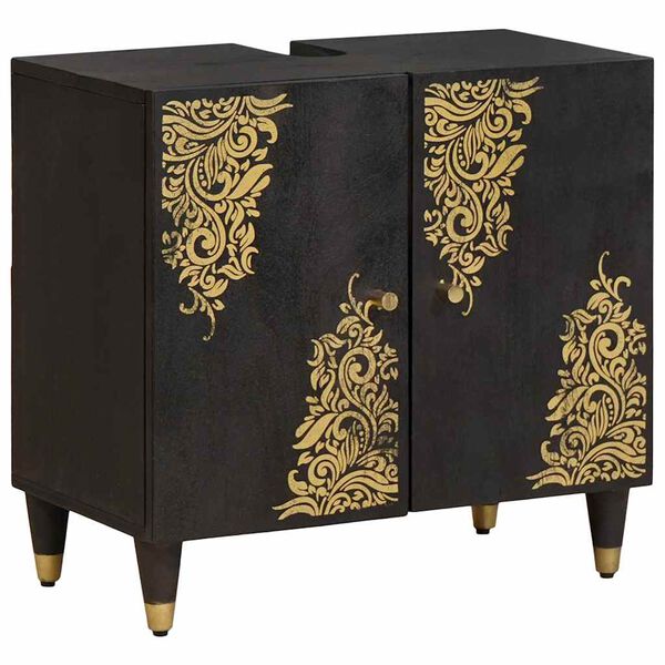 vidaXL Waschbeckenunterschrank mit Speicher Schwarz 62 x 33 x 58 cm