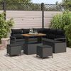 vidaXL Garten-Sofa-Set mit Kissen 8 pcs Schwarz Poly Rattan