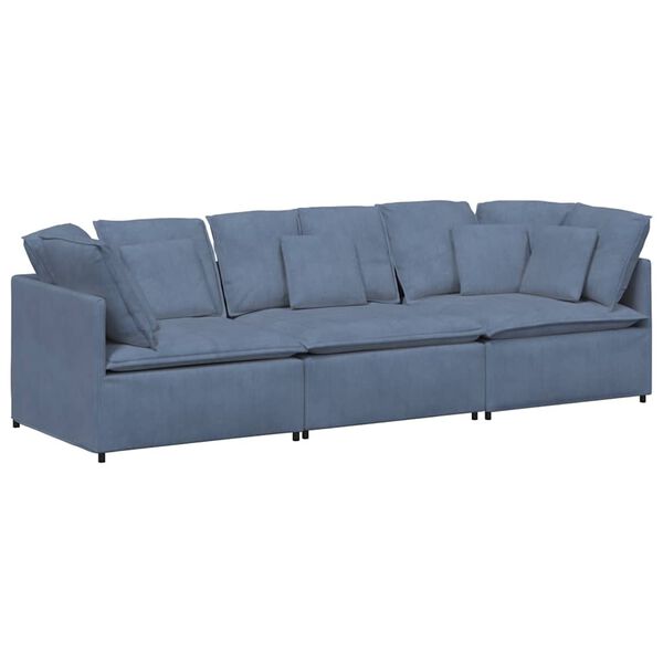vidaXL Modulares Sofa mit Kissen Cordstoff Blau