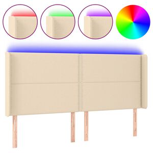 vidaXL LED Kopfteil Creme 183x16x118/128 cm Stoff