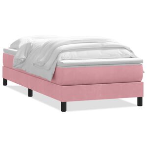 vidaXL Boxspringbett mit Matratze Rosa 90x220 cm Samt