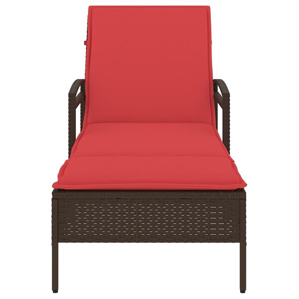 vidaXL Sonnenliege mit Kissen Braun 63x200x81 cm Poly Rattan