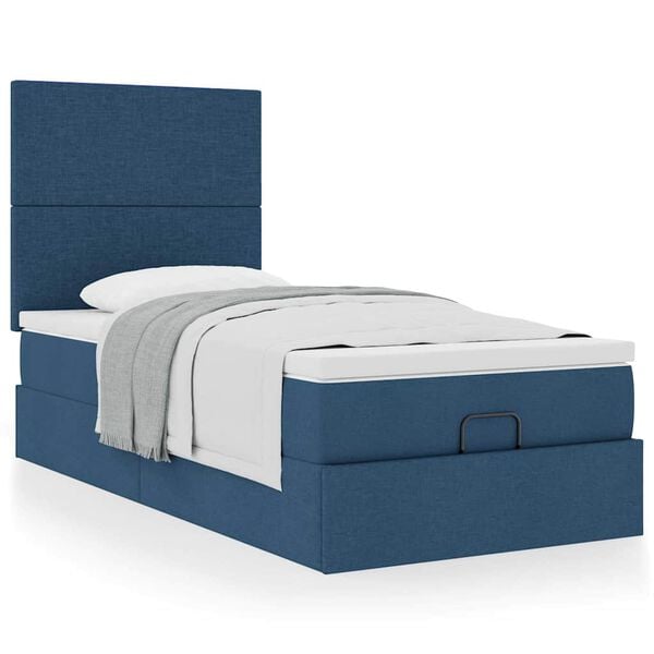 vidaXL Ottoman-Bett mit Matratze Blau 80x200 cm Stoff