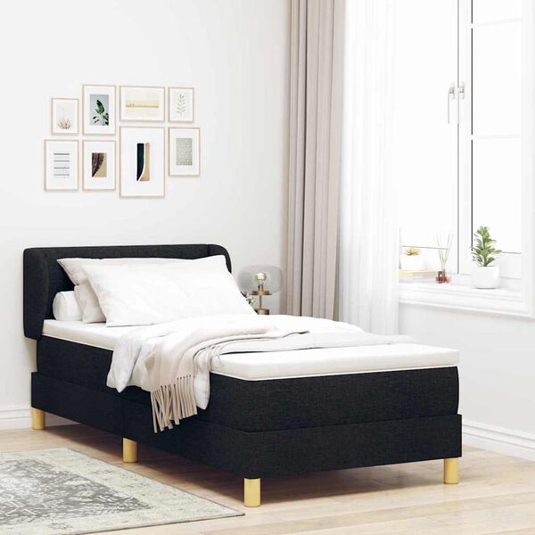 vidaXL Boxspringbett mit Matratze Schwarz 90 x 190 cm Stoff