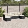 vidaXL 7-tlg. Garten-Sofagarnitur mit Kissen Schwarz Poly Rattan