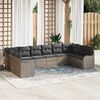 vidaXL Gartensofa-set mit Speicher 10 pcs Grau Poly-Rattan