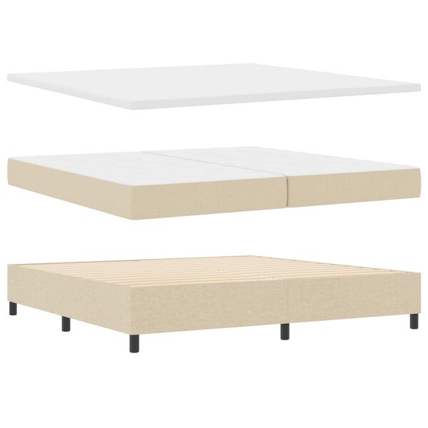 vidaXL Boxspringbett mit Matratze mit LED Creme 200 x 200 cm Stoff
