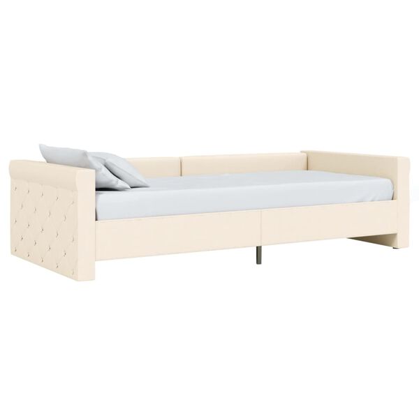 vidaXL Tagesbett mit Matratze USB Creme Stoff 90x200 cm