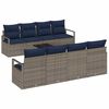vidaXL Sofa Set mit Kissen 7 pcs Grau und Blau Poly Rattan