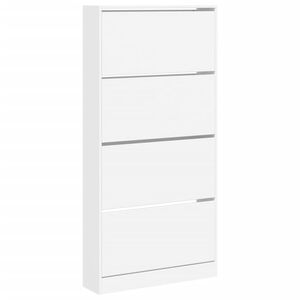 vidaXL Schuhschrank mit 4 Klappen Wei&szlig; 80x21x163,5 cm