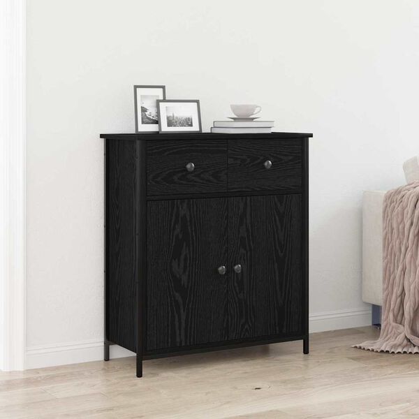 vidaXL Sideboard Schwarz Eichen-Optik 70 x 30 x 80 cm Holzwerkstoff