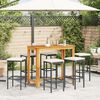 vidaXL 7-tlg. Gartenbar-Set Schwarz Massivholz Akazie und Poly Rattan